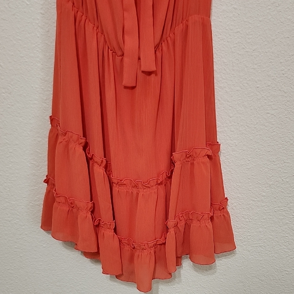 Pink Ruffled Tie Front Mini Sundress - Picture 3 of 12